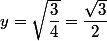y = \sqrt{\dfrac{3}{4}} = \dfrac{\sqrt{3}}{2}
